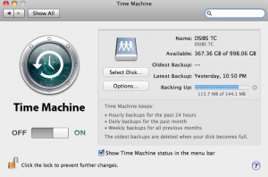 Time Machine Settings